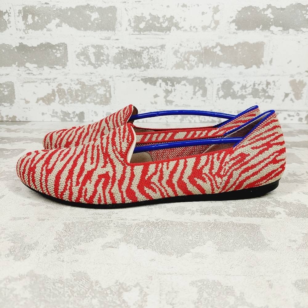 New Rothy's The Flat Red Zebra Round Toe Slip On Loafers W448